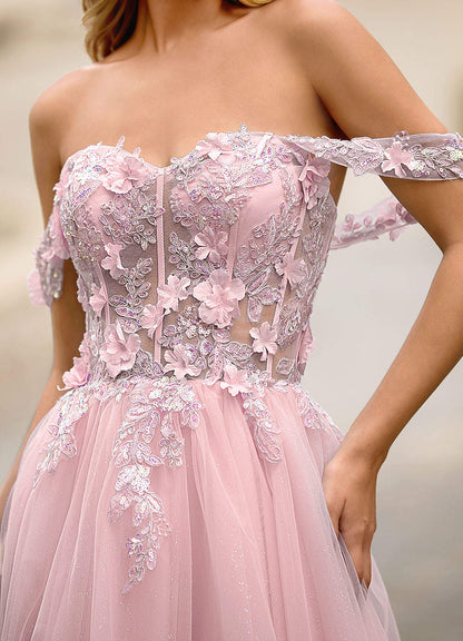 Eleanor Pink 3D Floral Lace Prom Dress  Dress