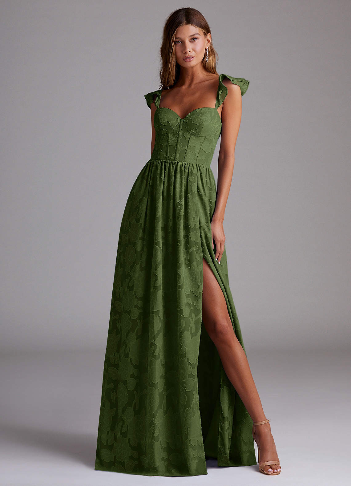 Denisse Olive Corset Maxi Dress