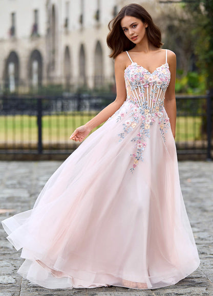 Juniper Blushing Pink A-Line Prom Dress