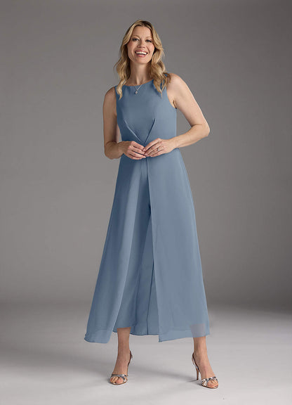 Twilight Jumpsuit/Pantsuit Pleated Stretch Crepe Dress