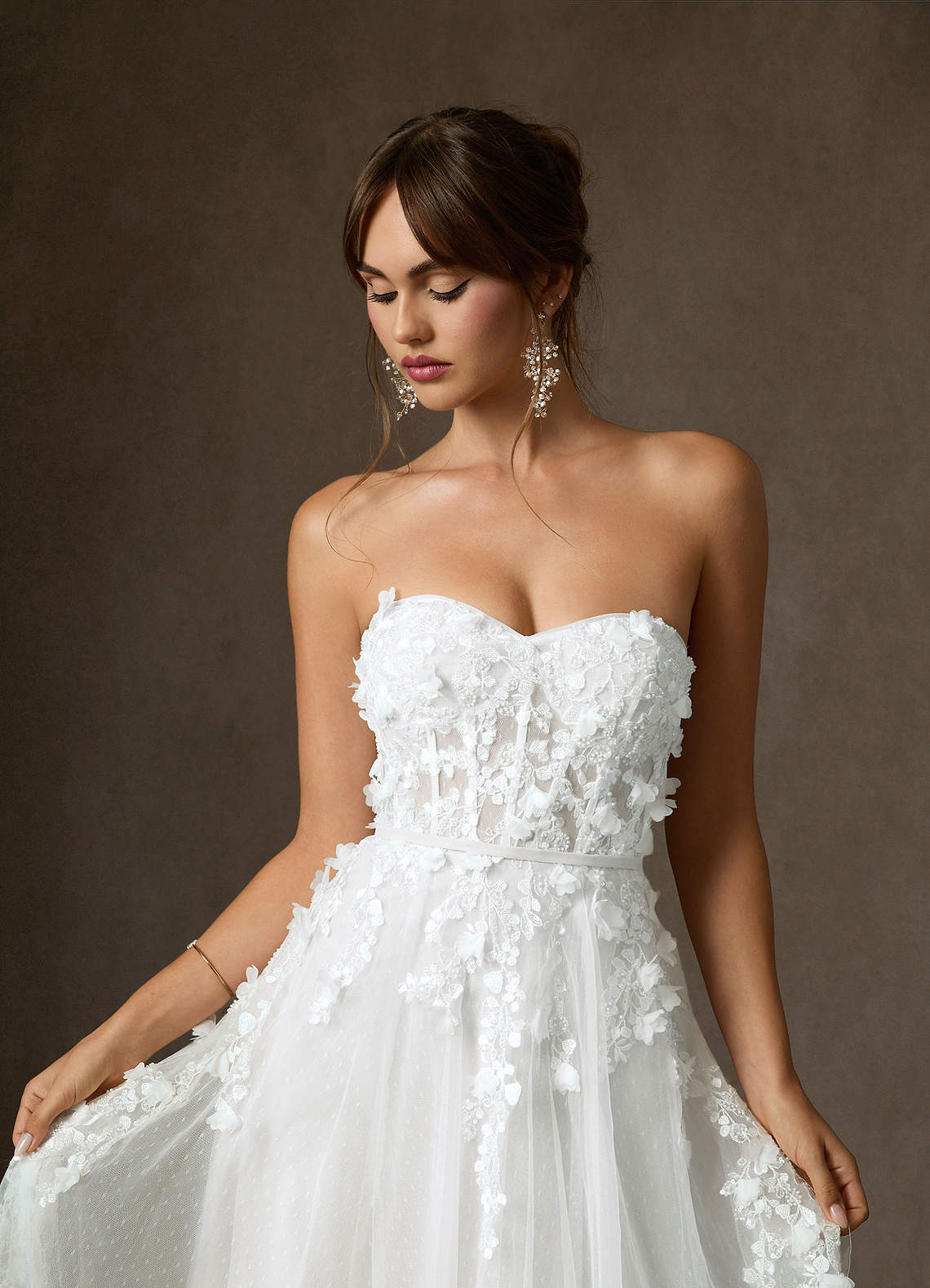 Diamond White Ball-Gown Off the Shoulder Lace Dress