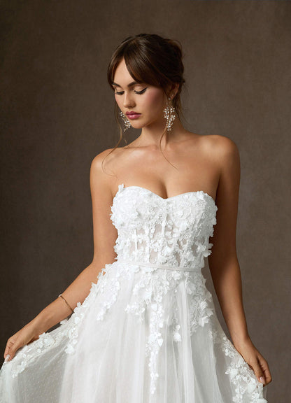 Diamond White Ball-Gown Off the Shoulder Lace Dress