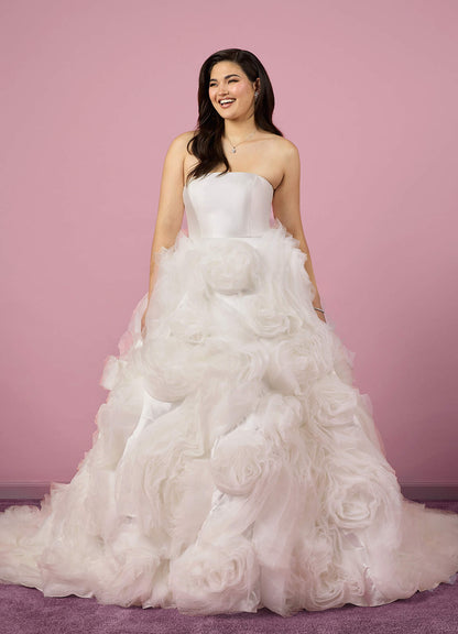 Diamond White Ball-Gown Strapless Organza Dress Diamond White
