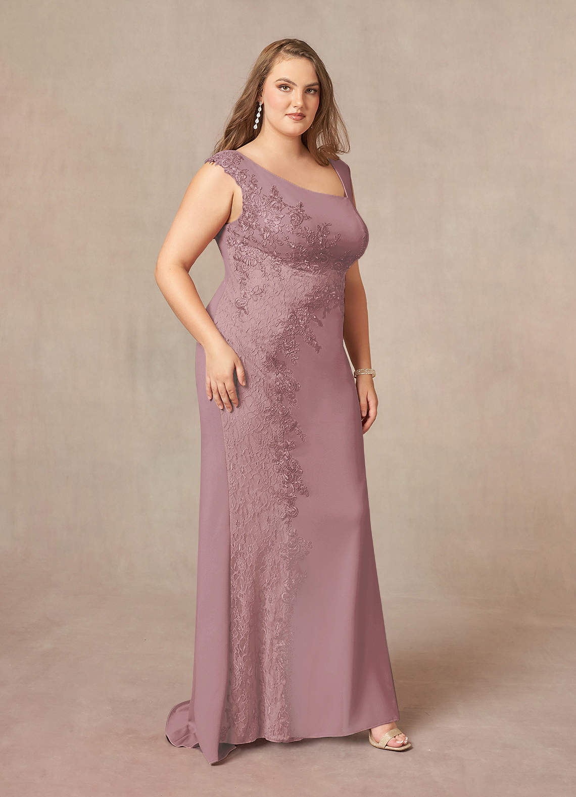 Dusty Rose Mermaid Sequins Lace Dress