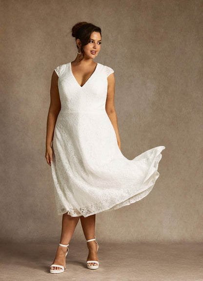 Diamond White A-Line Lace Dress