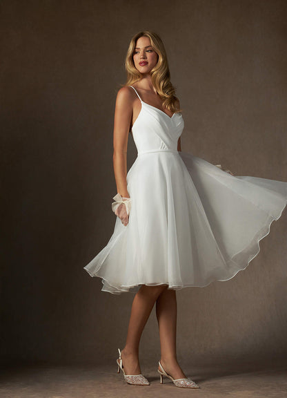 Diamond White A-Line V-Neck Pleated Stretch Crepe Dress