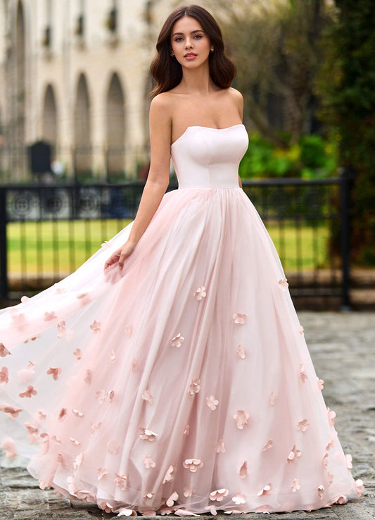 Calliope Blushing Pink Flower Blossom Prom Dress