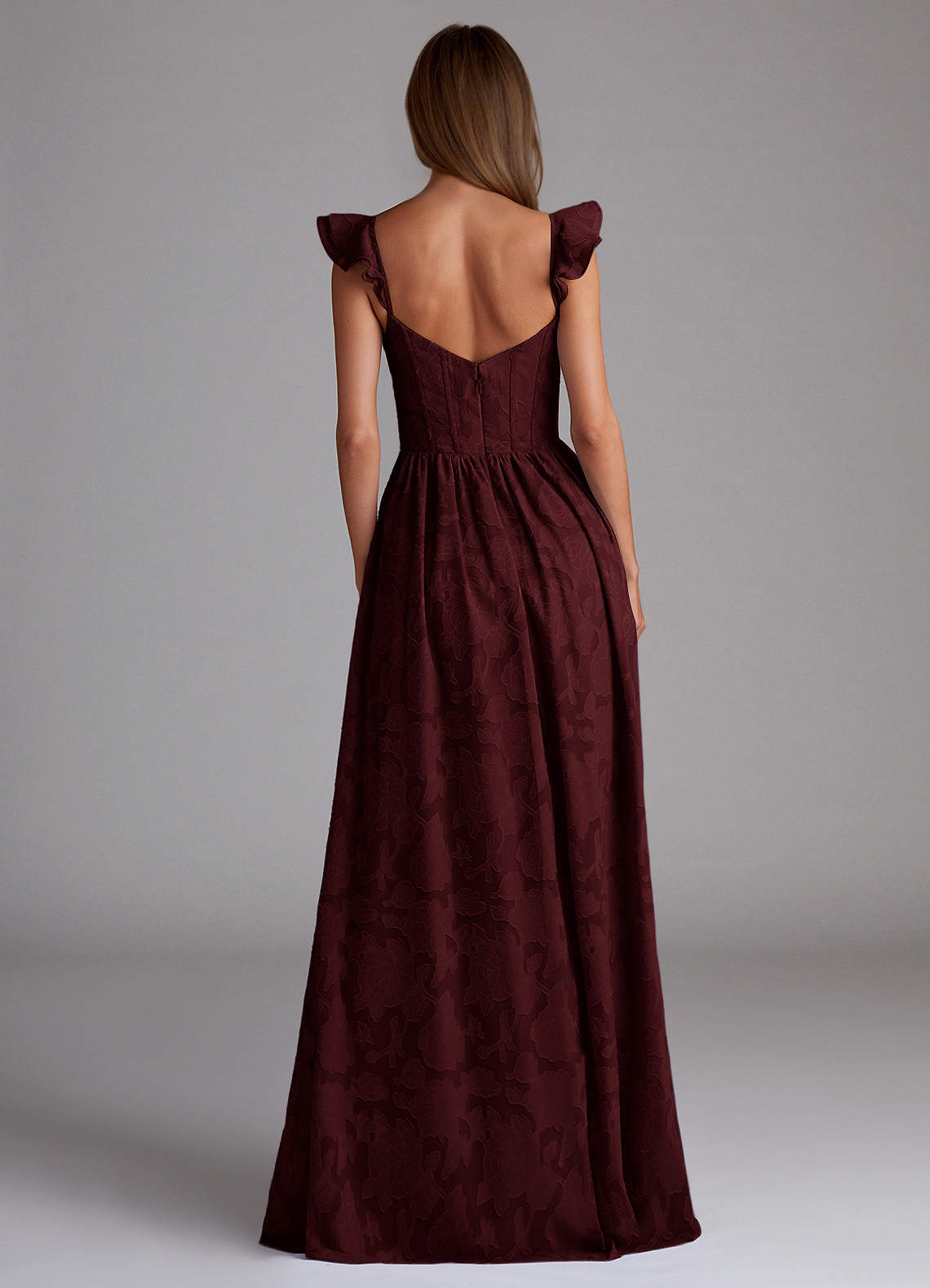 Denisse Wine Corset Maxi Prom Dress  Dress