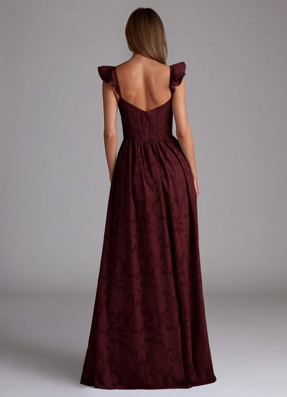Denisse Wine Corset Maxi Prom Dress  Dress