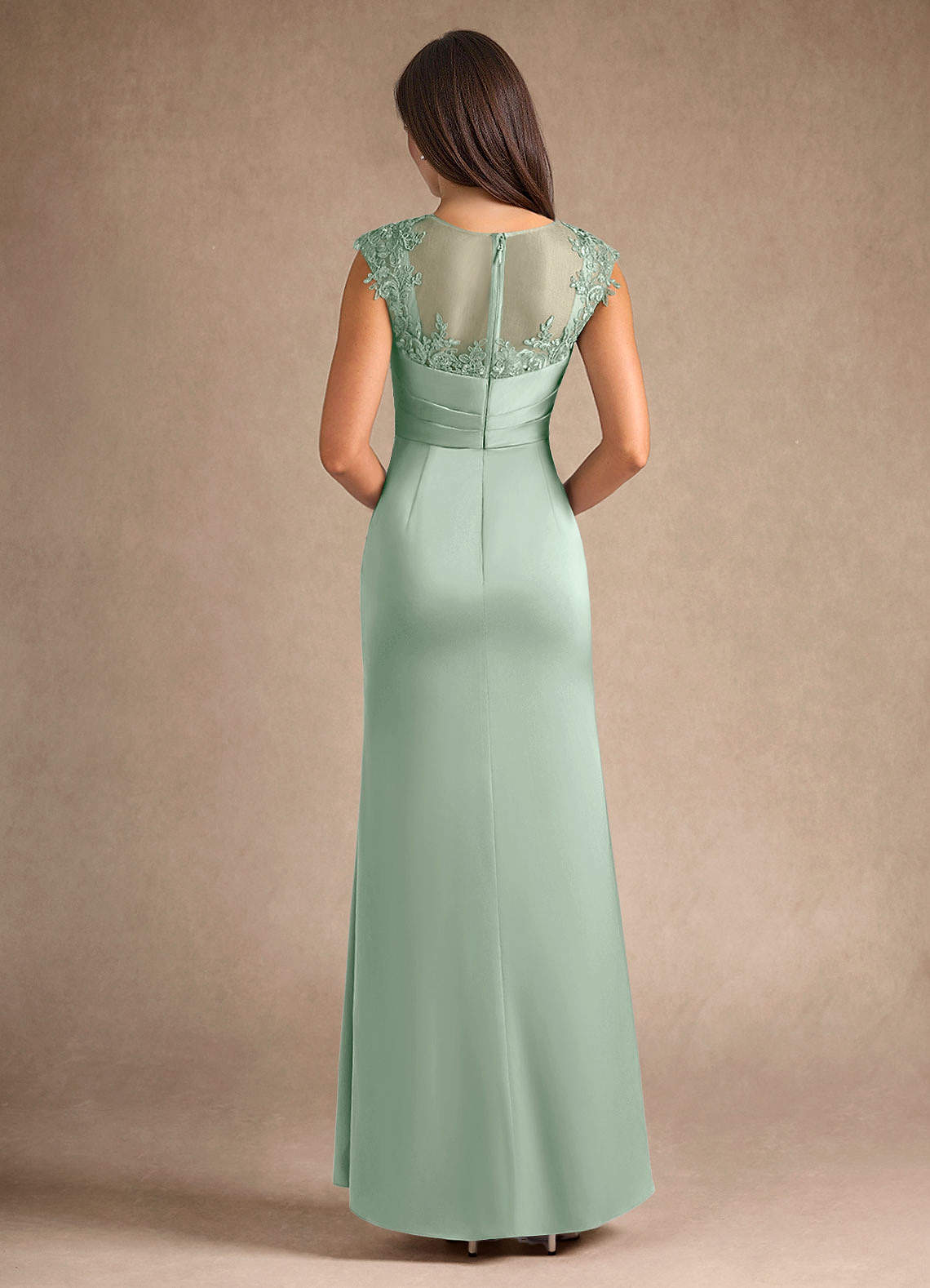 Agave Sheath Pleated Stretch Satin Dress