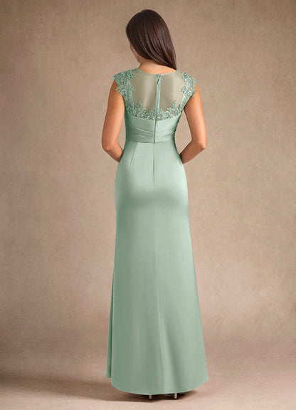 Agave Sheath Pleated Stretch Satin Dress