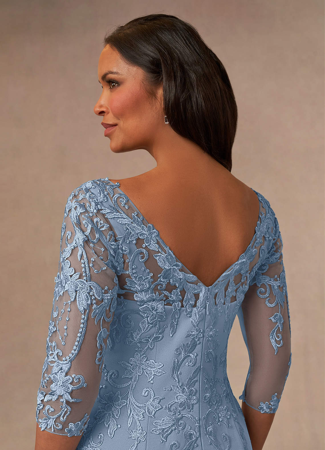 Dusty Blue Mermaid Lace Dress