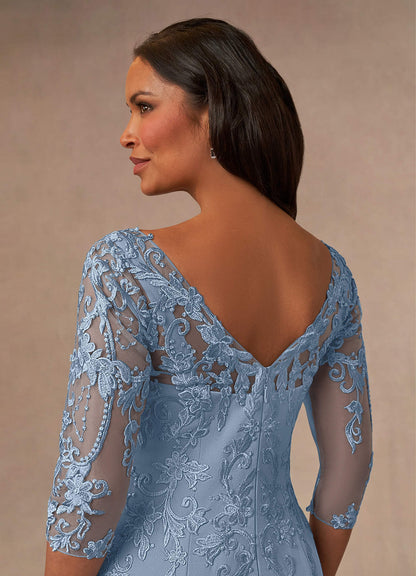 Dusty Blue Mermaid Lace Dress