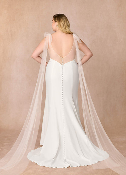 Diamond White Mermaid Stretch Crepe Dress
