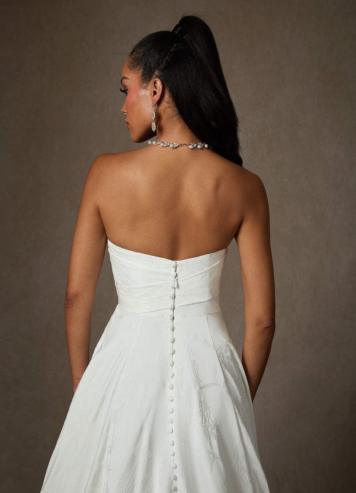 Diamond White Ball-Gown Floral Jacquard Dress