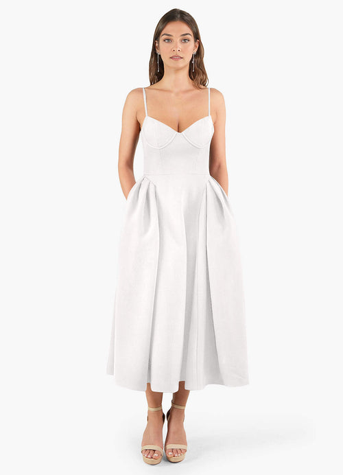 Doris White Strappy Midi Dress  Dress