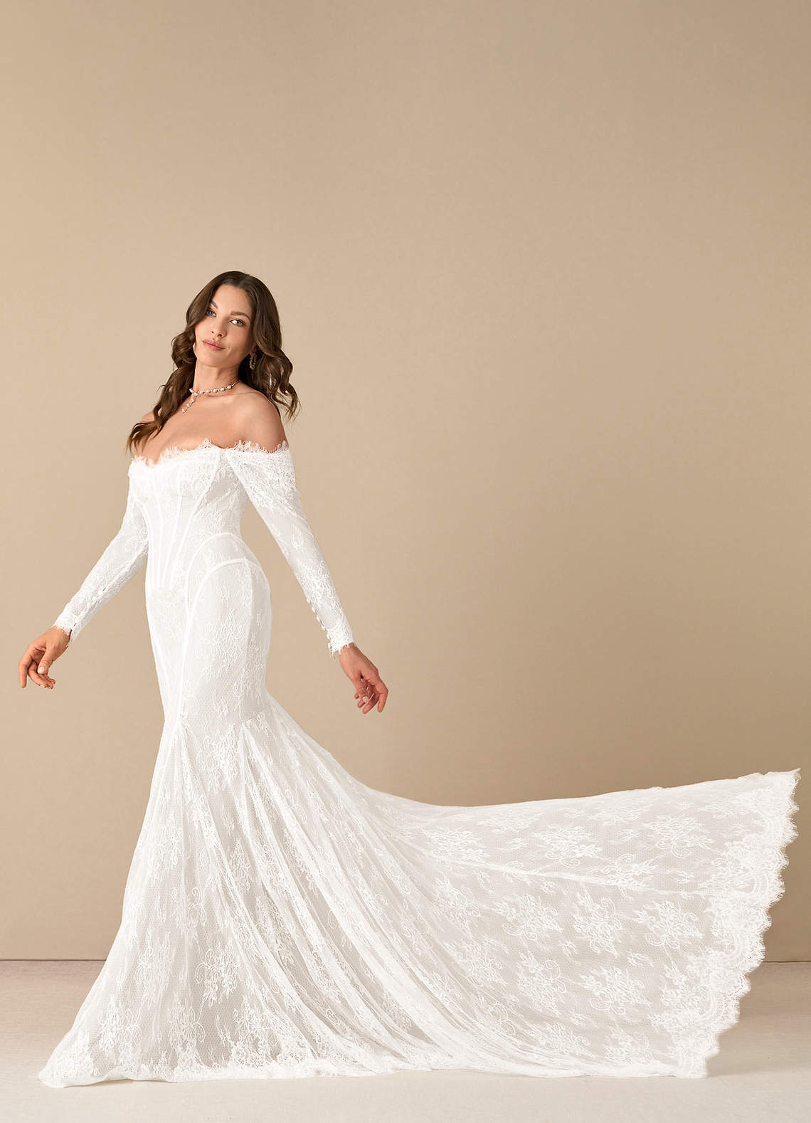 Diamond White Mermaid Off the Shoulder Tulle Dress