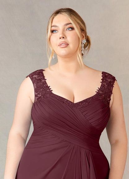 Cabernet A-Line Sweetheart Neckline Pleated Mesh Dress
