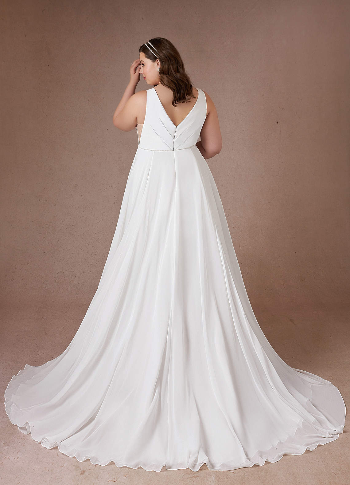 Diamond White A-Line Pleated Chiffon Dress