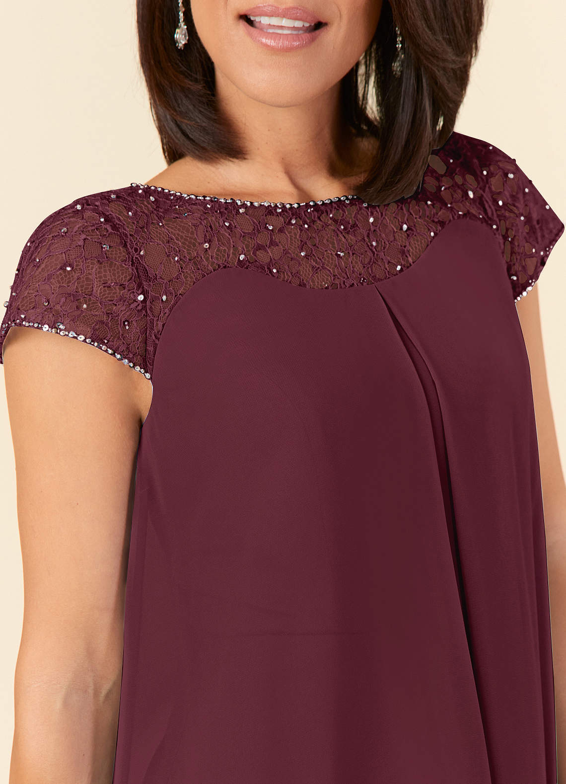Cabernet Empire Sequins Chiffon Dress