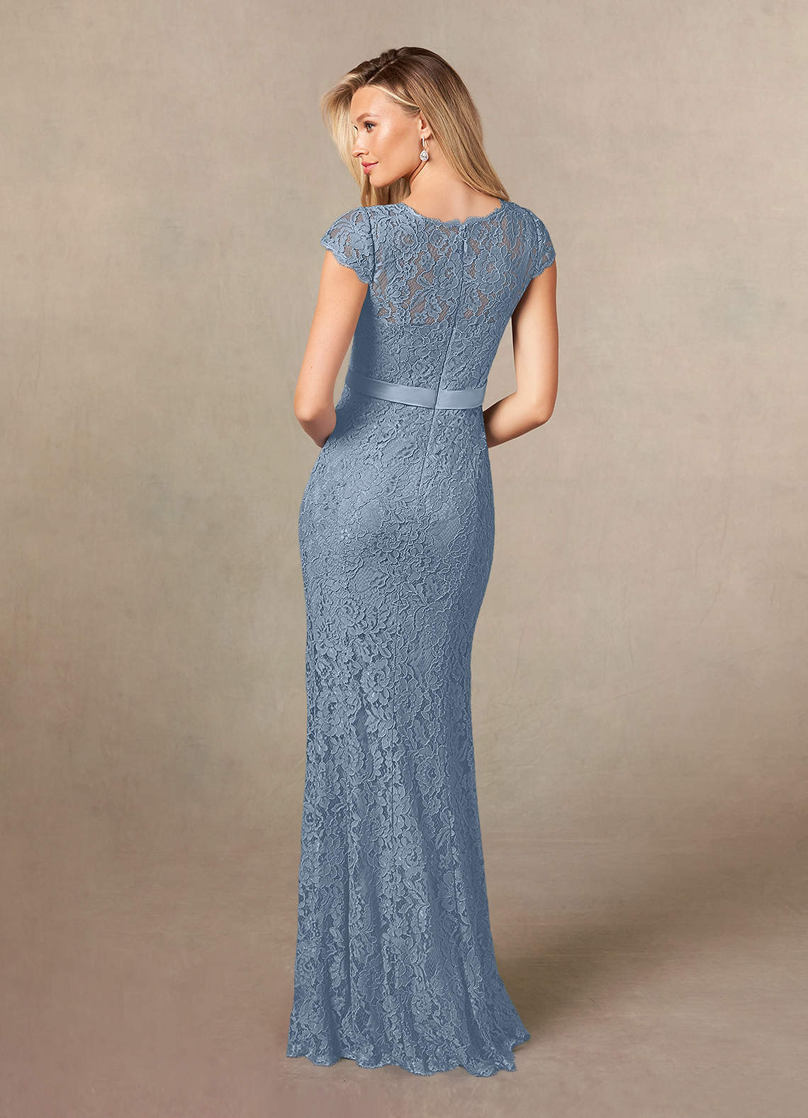 Dusty Blue Mermaid Lace Dress
