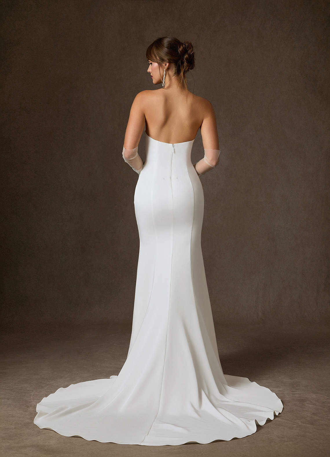 Diamond White Fit and Flare Strapless Crepe Back Satin Dress