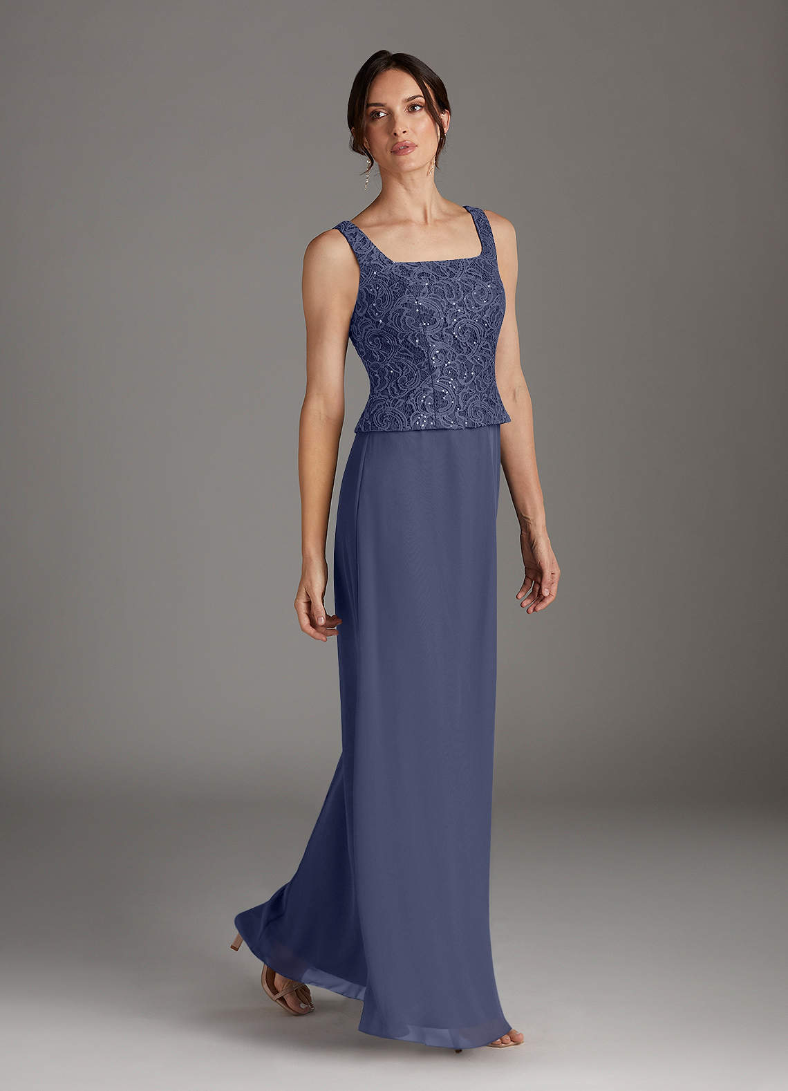 Stormy Sheath Square Neckline Sequins Chiffon Dress