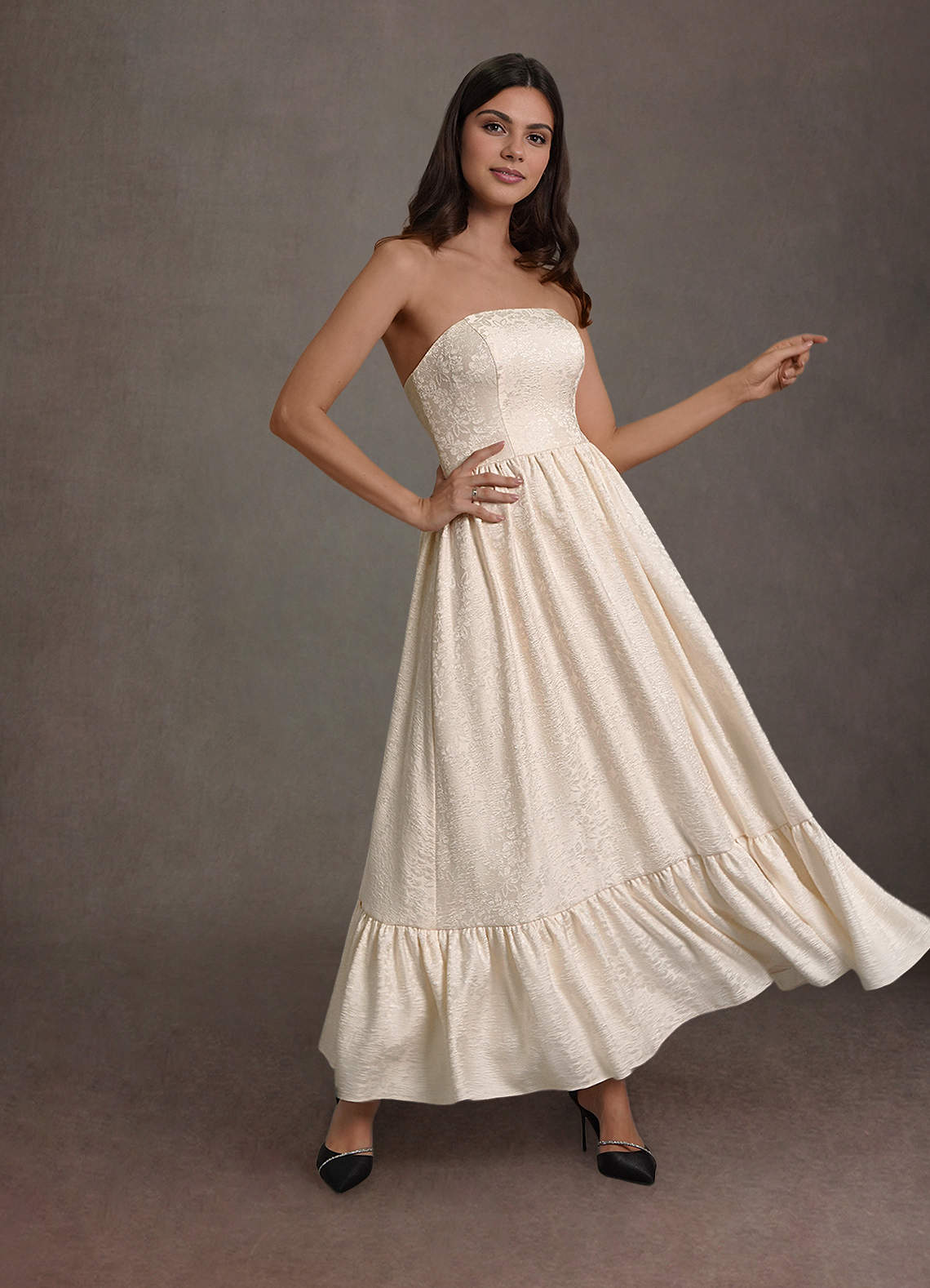 Sandy Cream Off Shoulder Maxi Dress  Dress