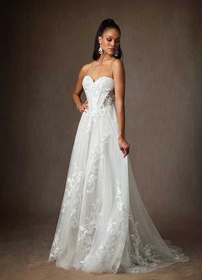 Diamond White A-Line Sequins Tulle Dress