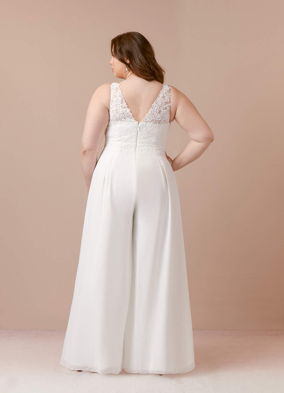 Diamond White Pant Styles V-Neck Lace Chiffon Dress
