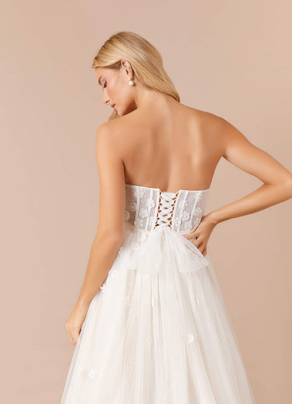 Diamond White Champagne A-Line Off the Shoulder Tulle Dress