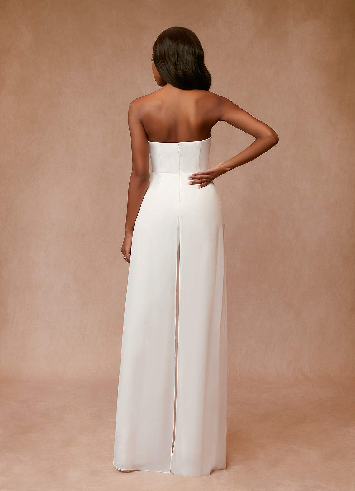 Diamond White Pant Styles Strapless Chiffon Dress