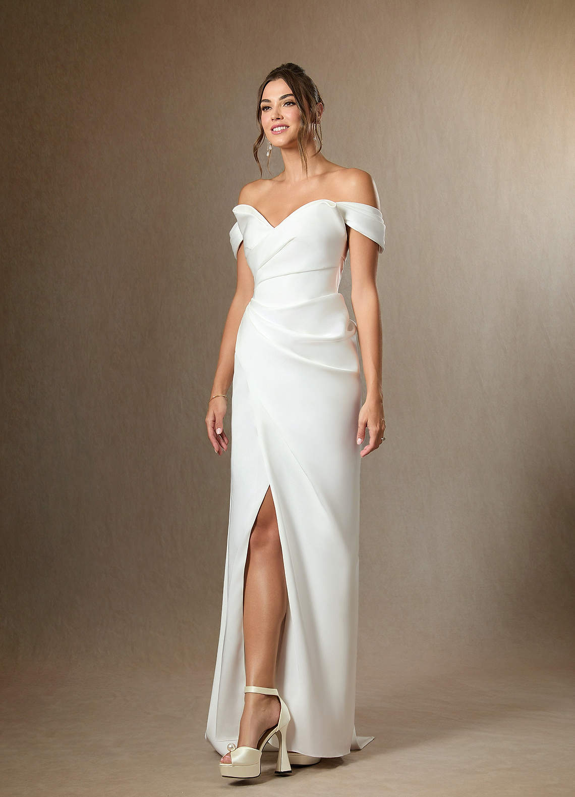 Diamond White Mermaid Strapless Double Faced Satin Dress
