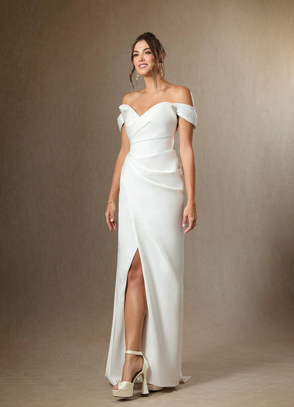 Diamond White Mermaid Strapless Double Faced Satin Dress