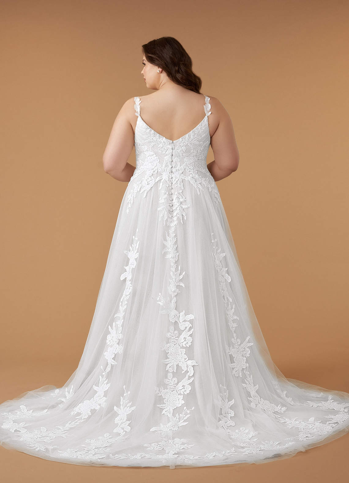 Diamond White A-Line V-Neck Sequins Tulle Dress
