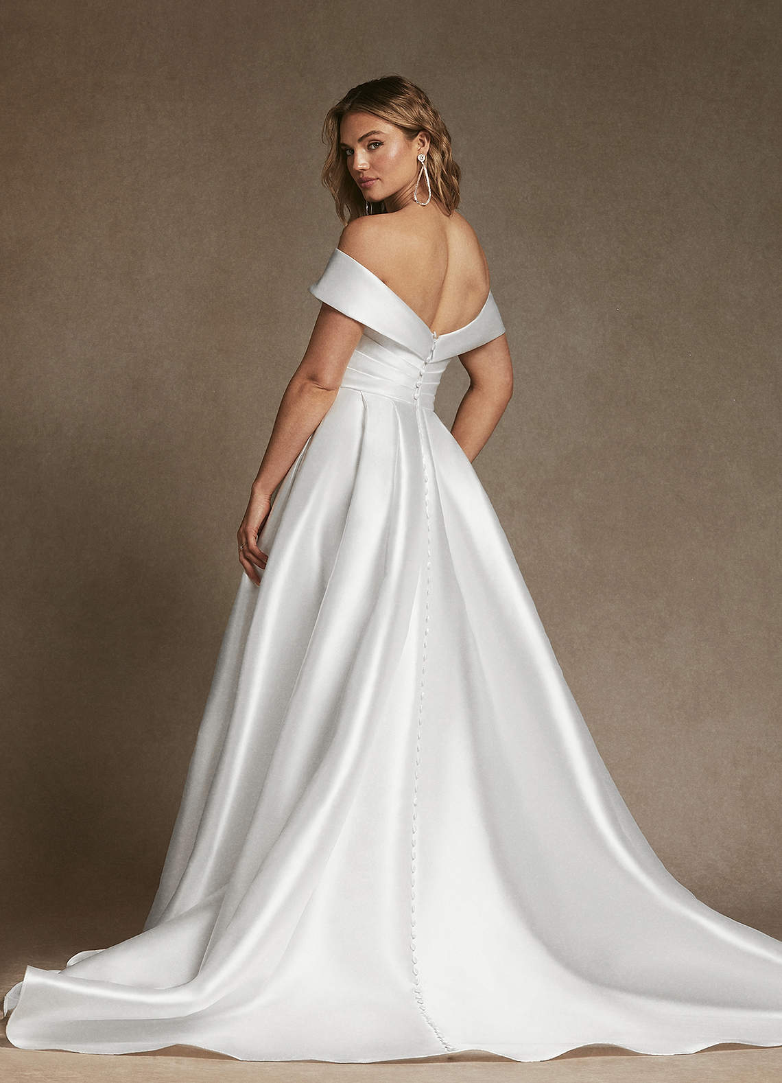 Diamond White A-Line Off the Shoulder Mikado Dress