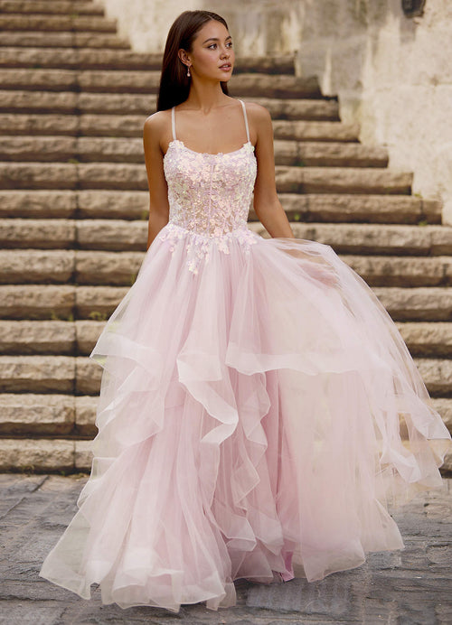 Mosaic Pink Ruffle Prom Dress  Dress