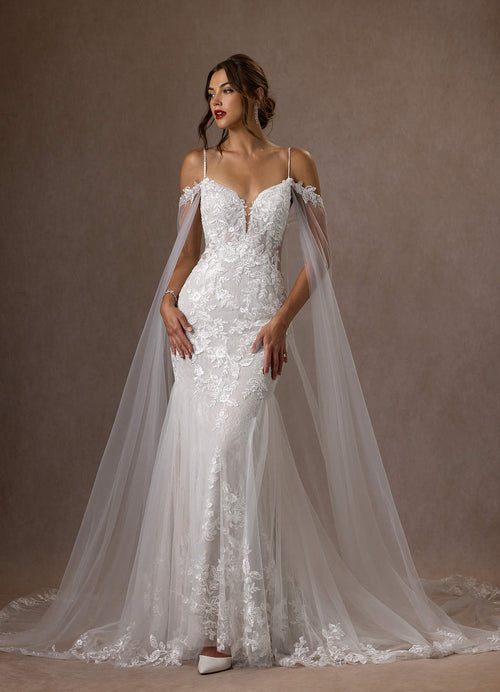 Diamond White Mermaid V-Neck Sequins Tulle Dress