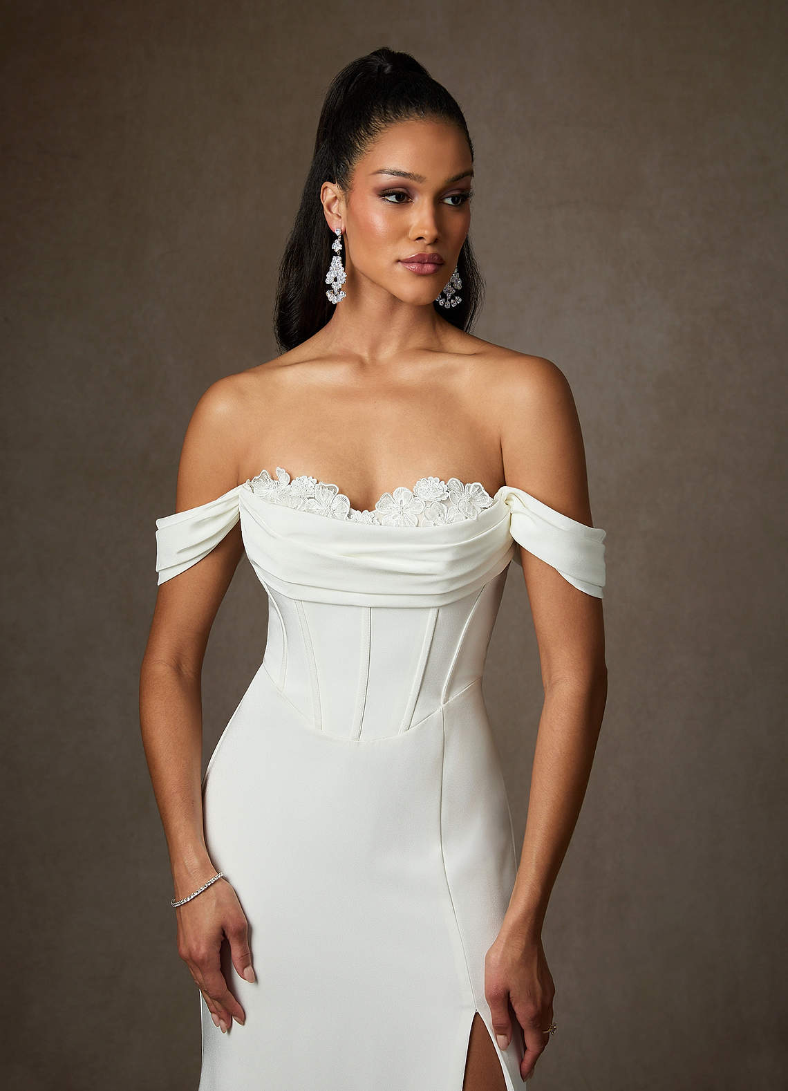Diamond White Mermaid Sweetheart Neckline Crepe Back Satin Dress