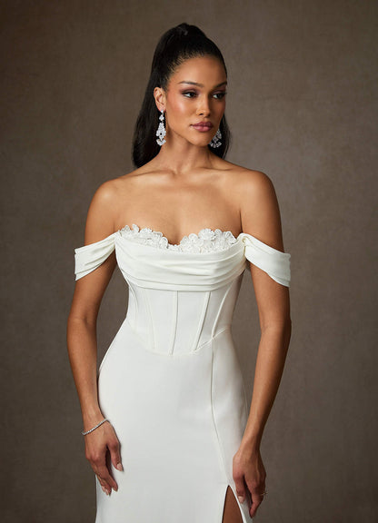 Diamond White Mermaid Sweetheart Neckline Crepe Back Satin Dress