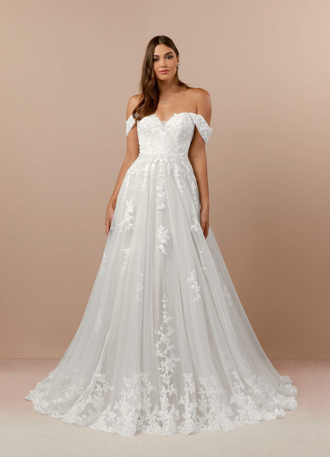 Diamond White A-Line Off the Shoulder Tulle Dress