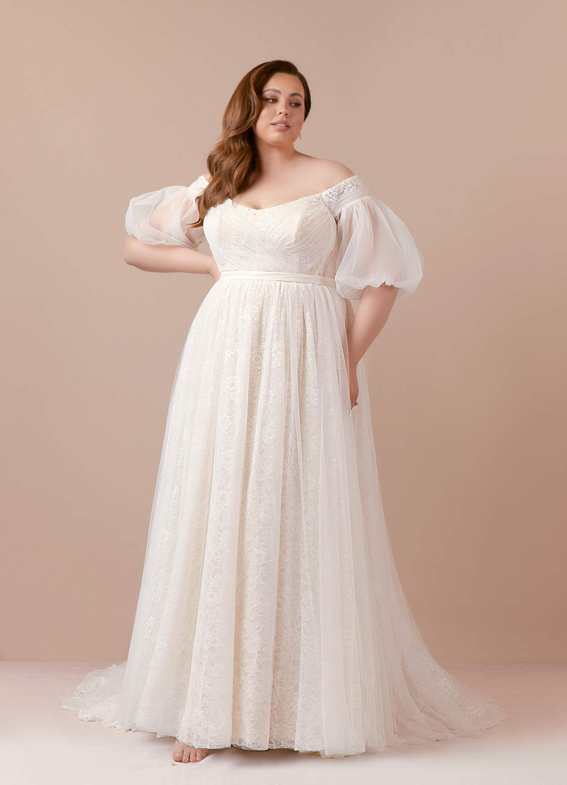 Diamond White Champagne Ball-Gown Sequins Tulle Dress