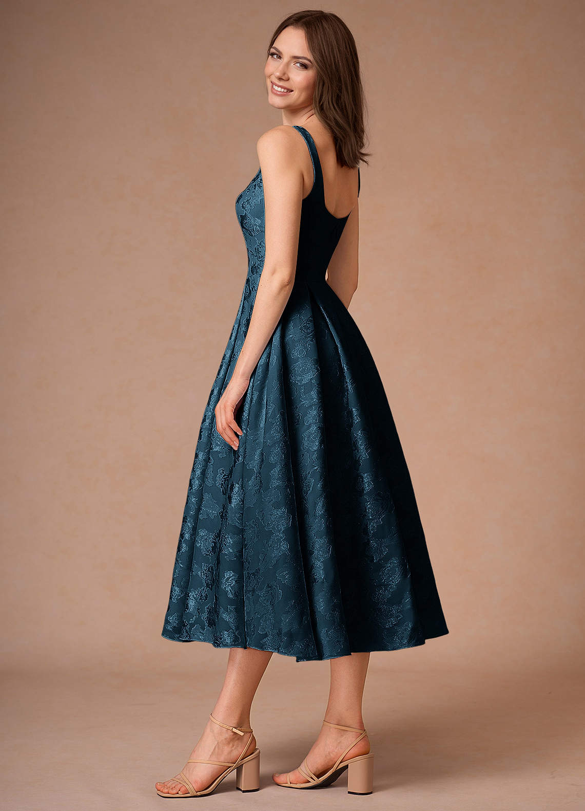 Briac Navy A-Line Midi Dress