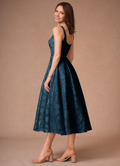 Briac Navy A-Line Midi Dress