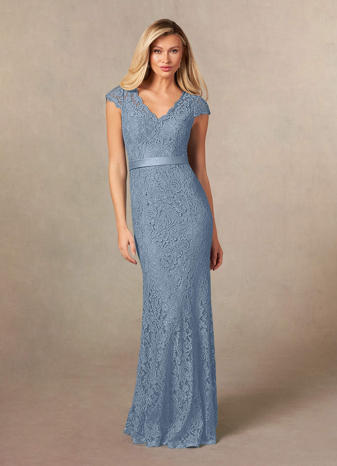 Dusty Blue Mermaid Lace Dress