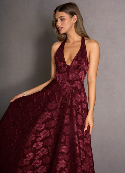 Isabeau Wine Midi Dress  Dress