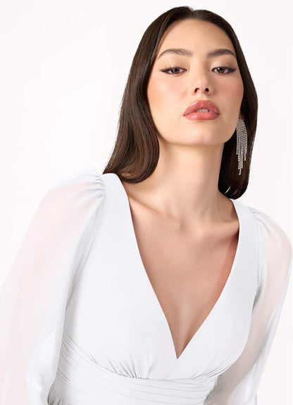 Kelly White Long Sleeve Maxi Dress  Dress