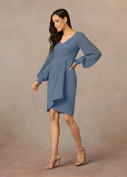 Twilight Sheath Pleated Stretch Crepe Dress