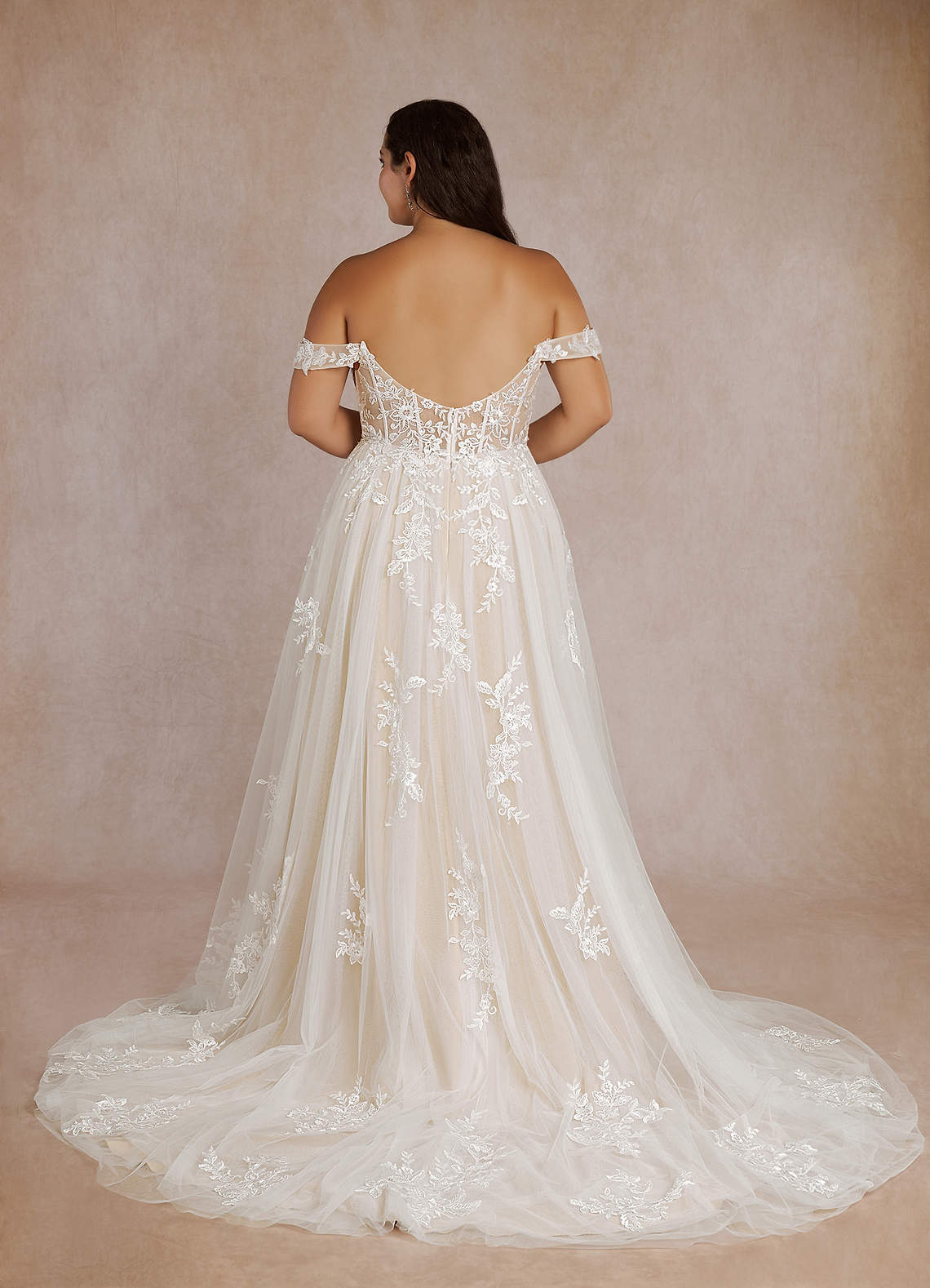Diamond White Champagne A-Line Sequins Tulle Dress