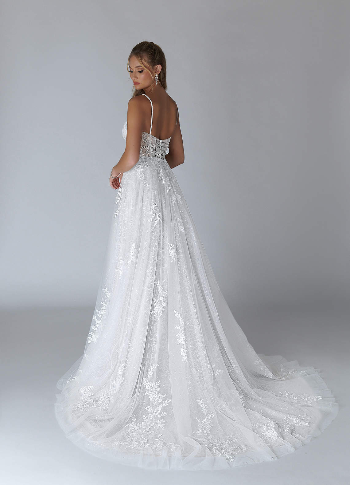 Diamond White A-Line Lace Tulle Dress